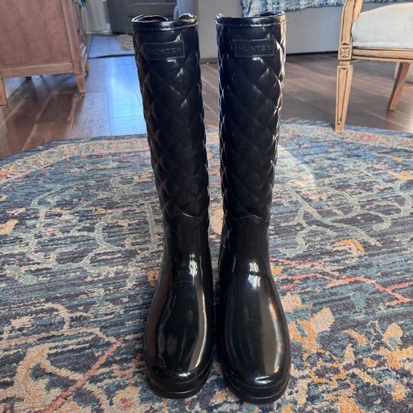 Hunter Refined Quilted High Gloss Tall Boot - Picture 1 of 7